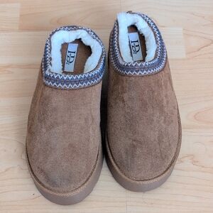 Brown Suede Women's Slippers with Plush Lining